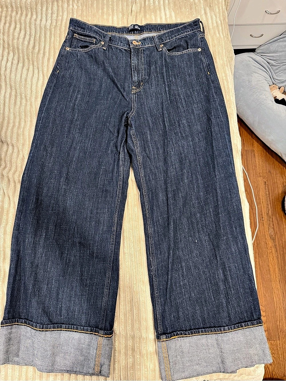 Gap High Rise Wide-Leg Jeans in Blue Waist 16